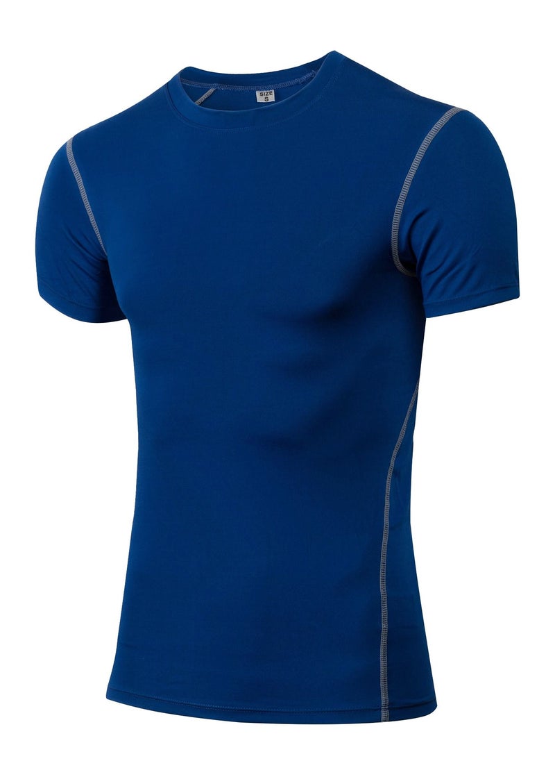 Loquat Men Quick Dry Breathable Elastic T-Shirt Blue  - Image 1