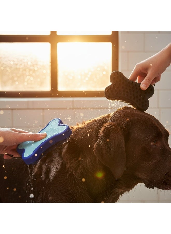 Silicone Dog Bath Brush & Massage Scrubber - Ergonomic Bone-Shaped Design - Deep Cleaning & Fur Deshedding Tool - Image 4