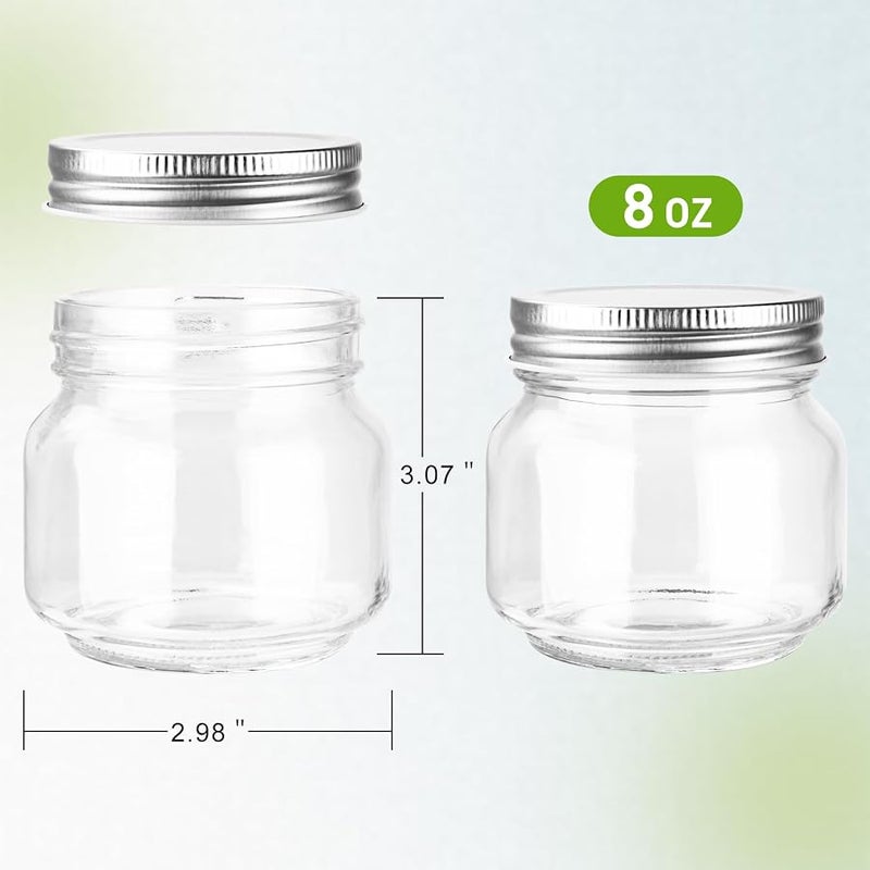 GUEQUITLEX Glass Mason Jars With Lids Genuine Preserve Jar 250ml, Canning Jars for Food Storage, Dry Food, Snacks, Candies, DIY Projects 8 Pack - Image 2