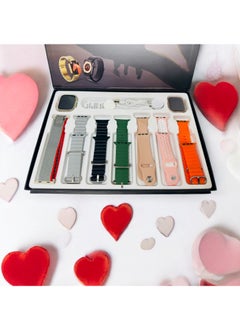 Wearables Pack of 2 Watches Full Screen Ultra Smartwatch Witness to Love Couple's Edition with 7 Stylish Bands