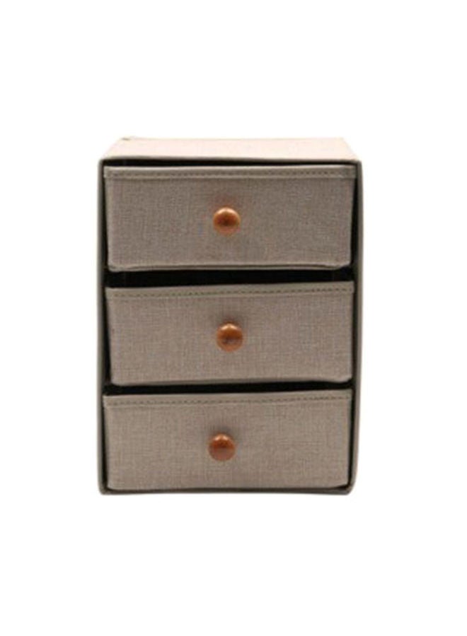 NIBEMINENT 3-Tier Fabric Foldable Drawer Organizer Grey 30cm 