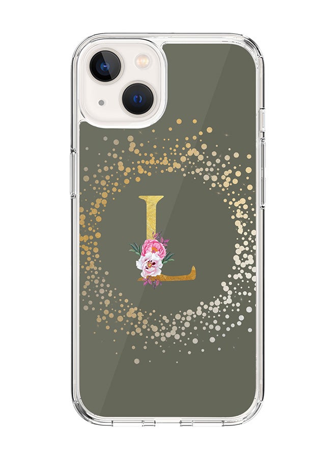 Stylizedd Classic Clear Case For iPhone 15, Hybrid Soft Case Flexible Edges Thin Cover- Custom Monogram Initial Letter Floral Pattern Alphabet - L(Olive Green) - Image 1