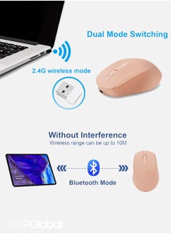 EXPGlobal Rechargeable Wireless Mouse, Bluetooth Mouse, Dual mode Mouse Portable Slim Computer Mouse (Purple)  - Image 2