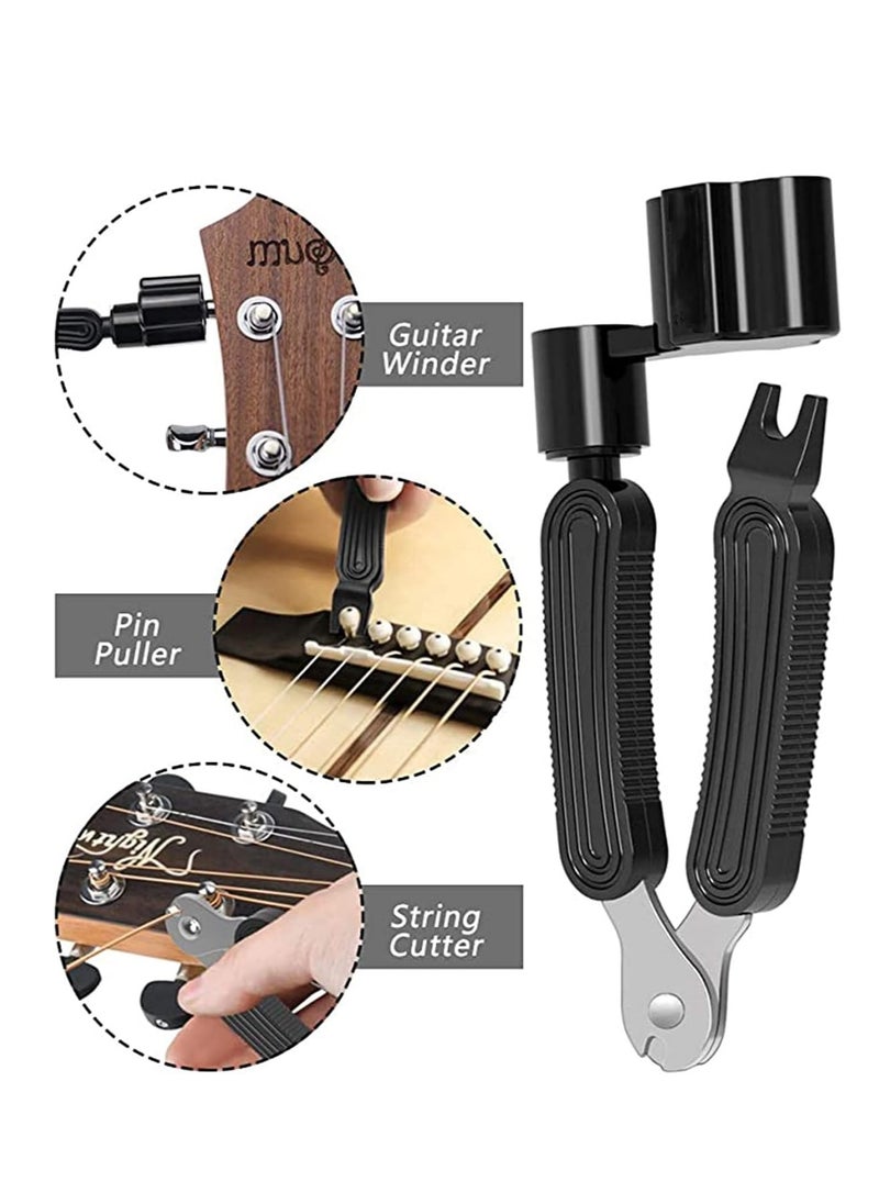 Generic 1pc Built-in String Cutter, Professional Guitar Restringing Tool for Peg Winder Bridge Pin Puller and String Clippers, Guitar String Winder and Cutter, Fit to Guitars Bass Ukulele and Mandolin (Black)  - Image 3