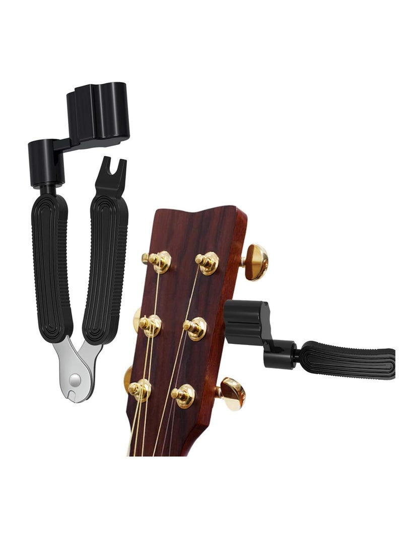 Generic 1pc Built-in String Cutter, Professional Guitar Restringing Tool for Peg Winder Bridge Pin Puller and String Clippers, Guitar String Winder and Cutter, Fit to Guitars Bass Ukulele and Mandolin (Black)  - Image 1
