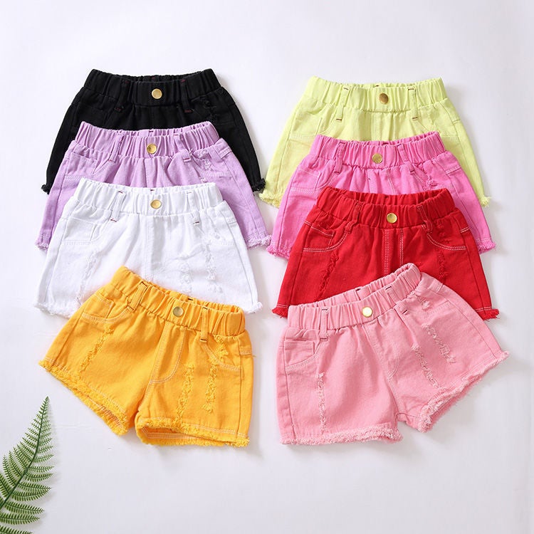 Girls Shorts 2025 Summer Korean Style Thin Slim Denim Pants Fashionable Ripped Casual Pants Girls Fashionable Outer Wear - Image 2