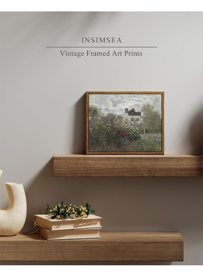 InSimSea Framed Canvas Wall Art Vintage Decor, Monet Flower Garden Painting Prints, Vintage Room Decor, Wall Decor Living Room Bedroom Kitchen Office Room Decor, 8"x10" - Image 2