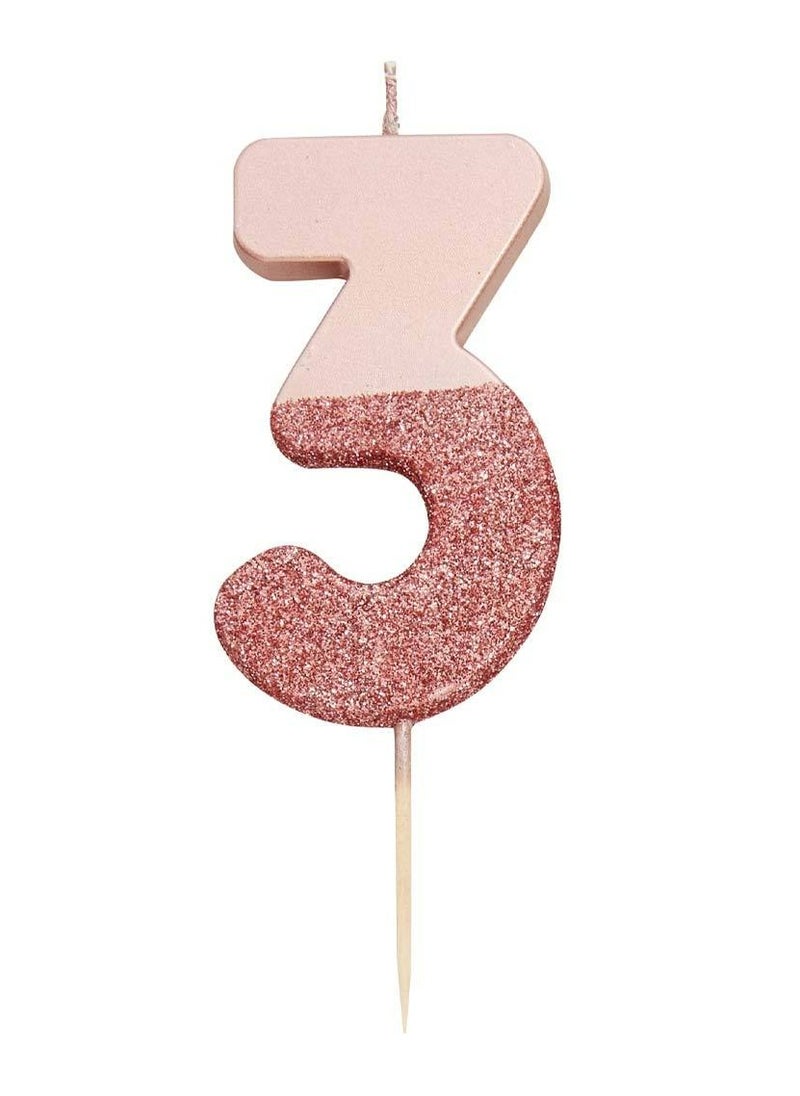 Talking Tables Rose Gold Glitter Number Candle - 3  - Image 1