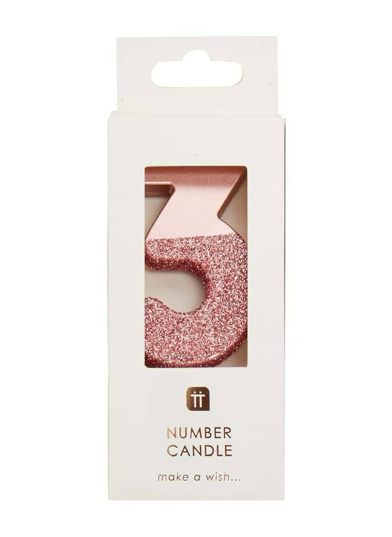 Talking Tables Rose Gold Glitter Number Candle - 3  - Image 2