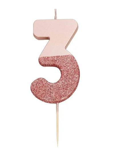 Talking Tables Rose Gold Glitter Number Candle - 3