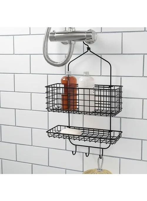 Ikea Blecksjön Shower Basket Black 31 x 56 cm