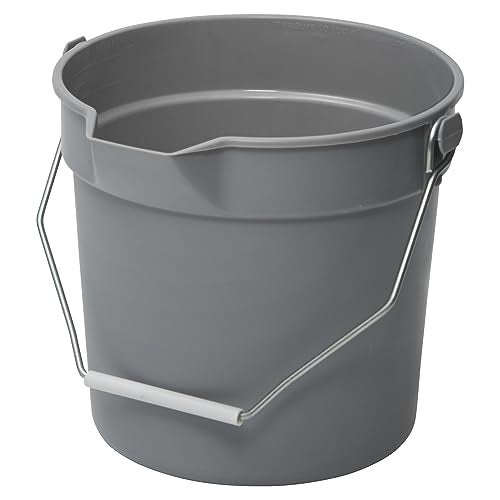 Winco HeavyDuty Plastic BucketUtility Pail with Pour Spout 10 Quarts Gray - Image 1