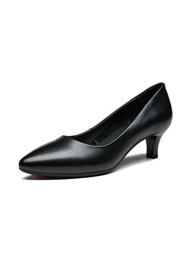RED DRAGONFLY Hongqingting Women's Shoes, Spring And Summer Commuter Leather Shoes, Shallow Mouth Thin Heel Pumps, Formal Pointed High Heels, Wdb9247 Black, Size 35 - Image 4