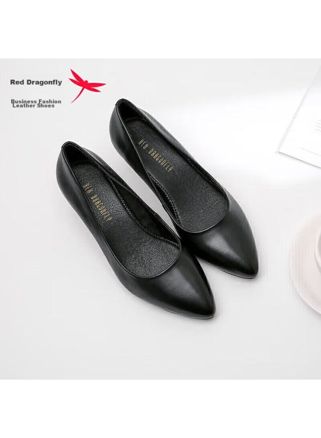 RED DRAGONFLY Hongqingting Women's Shoes, Spring And Summer Commuter Leather Shoes, Shallow Mouth Thin Heel Pumps, Formal Pointed High Heels, Wdb9247 Black, Size 35 - Image 2