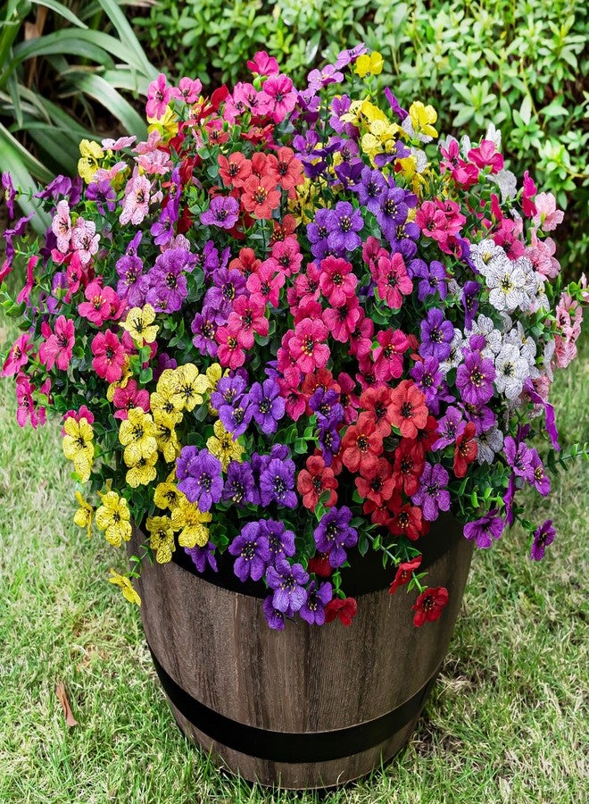 Lnoicy 20 Bundles Artificial Flowers for Outdoor Fake Plants for Spring Decoration,Faux Eucalyptus Flowers for Planter UV Resistant Lifelike for Home Porch Garden（7 Color） - Image 1
