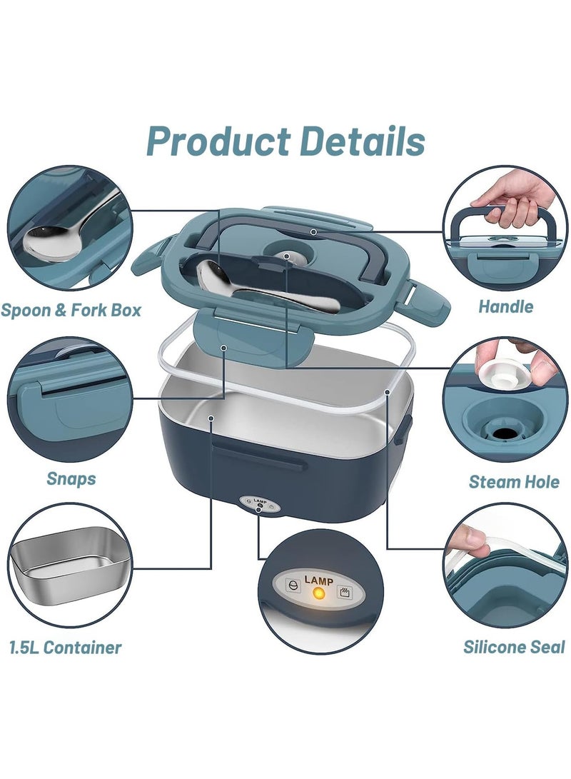 Electric Lunch Box Food Heater Bento Box, 3 in 1 Portable Warmer Leakproof Heated Box for Adults, 12V 24V 220V Heating Microwave for Car Home with 1.5L Removable Stainless Steel Container  - Image 4