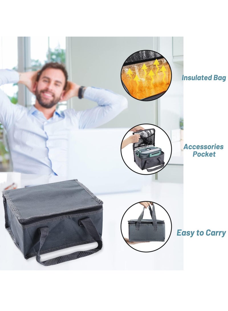 Electric Lunch Box Food Heater Bento Box, 3 in 1 Portable Warmer Leakproof Heated Box for Adults, 12V 24V 220V Heating Microwave for Car Home with 1.5L Removable Stainless Steel Container  - Image 5