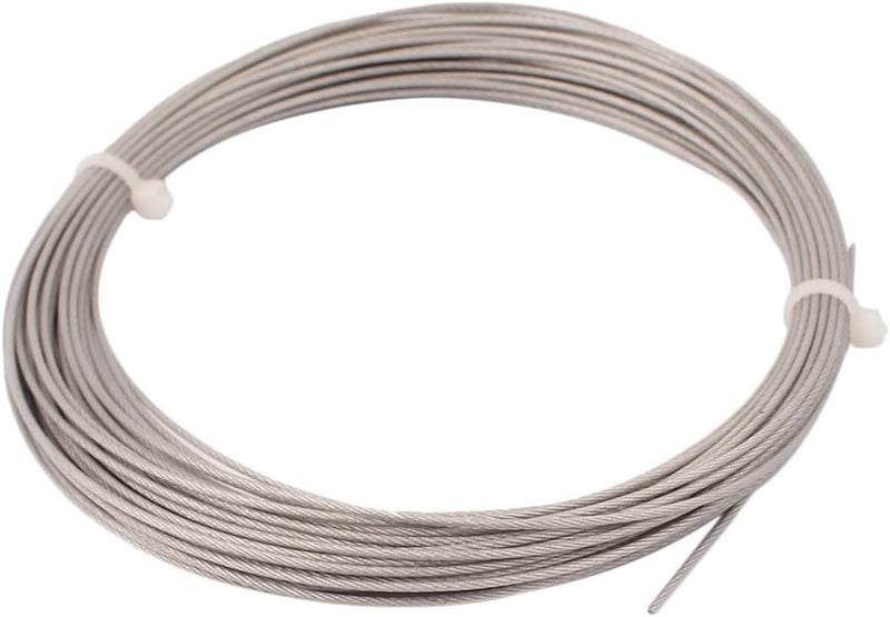 Sourcingmap 10M Length 1mm Diameter Plastic Coated Flexible Steel Wire Cable Rope for Garden Wire, Fence Wire, Hanging Wire, Silver Tone