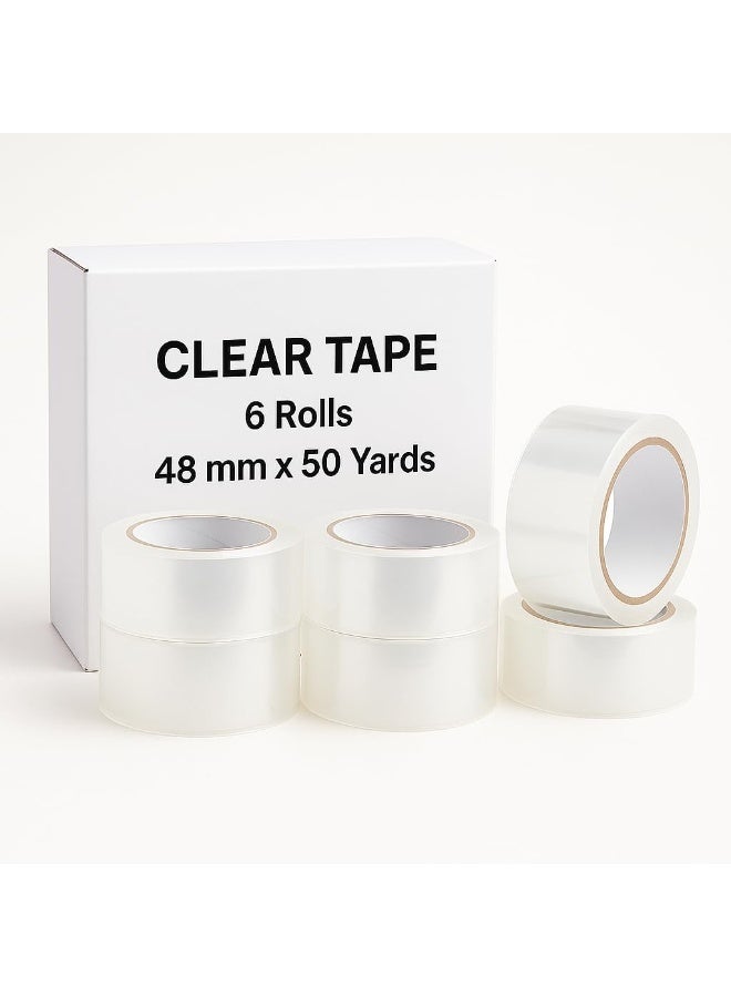Aoura Grp Clear Packing Tape - 6 Rolls | 48mm x 50 Yards Strong Heavy-Duty Tape for Moving, Box Sealing, Shipping, and Office Use - Image 1