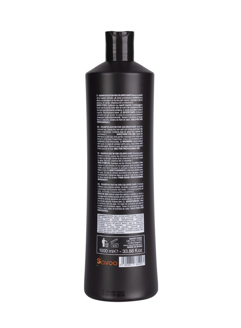 SAVOO Shampoo for Coloured Hair 1000ml | Biotin, Phyto-Keratin, Green Tea & Date Oil | Colour Protection, Shine Boost, Moisture Retention & Hair Strengthening | Sulfate-Free - Image 2