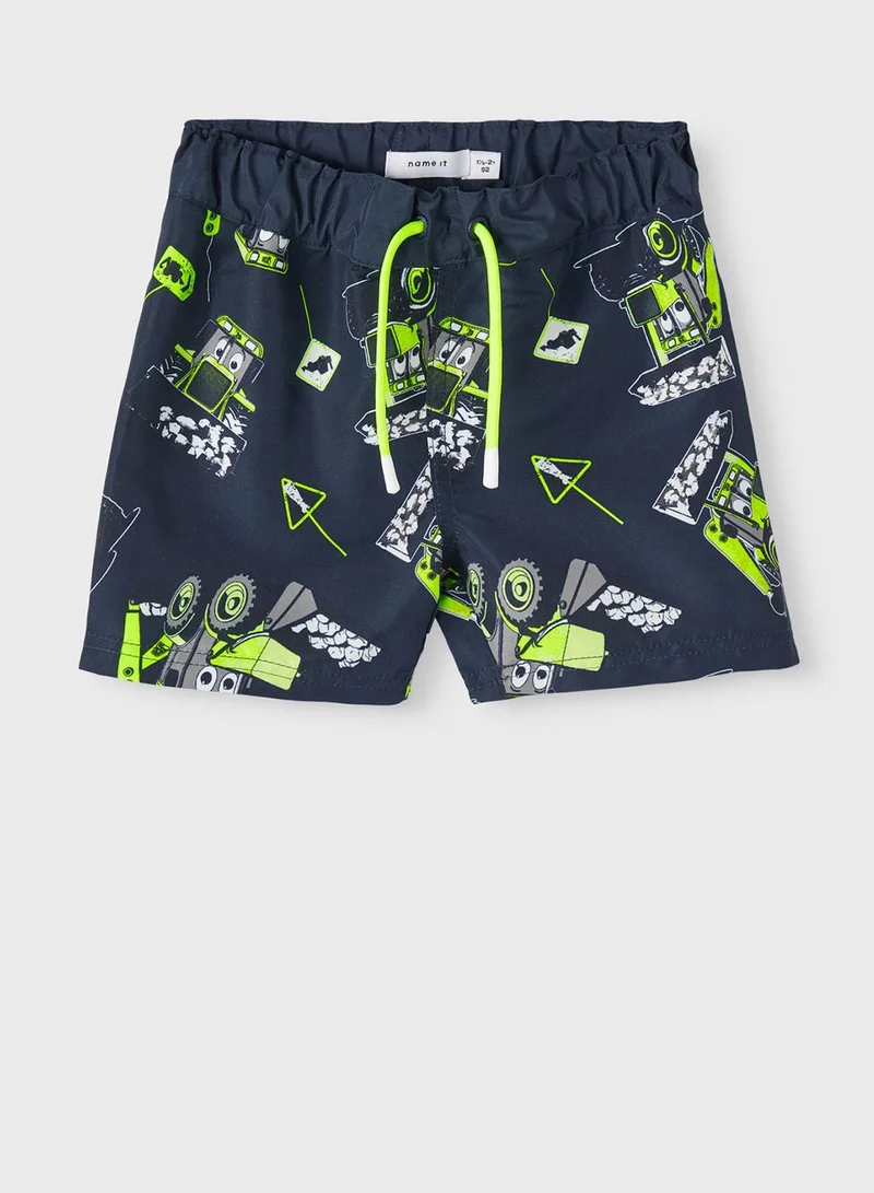NAME IT Kids Road Roller Print Swim Shorts
