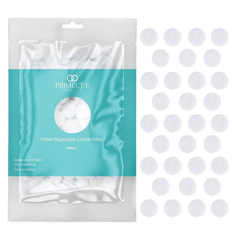Project E Beauty 500pcs Cotton Filter 11mm by Project E Beauty  Microdermabrasion Replacement Filters  Round Filtering Pads  Facial Vacuum Filters Accessories  Vacuum Peeling  Blackhead Removal  White