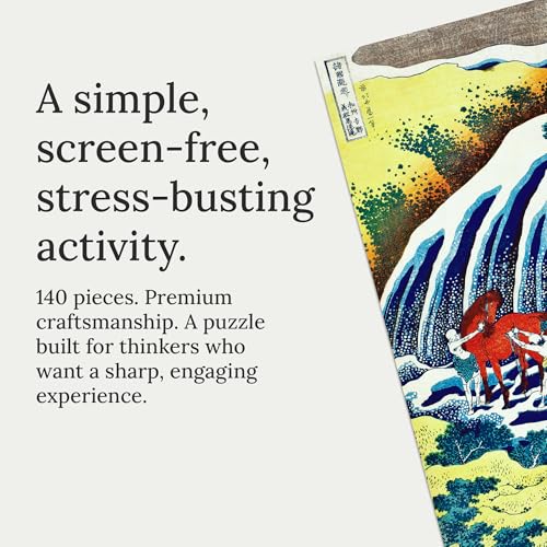 91Knots - The Yoshitsune Horse-Washing Falls Wooden Jigsaw Puzzle (140 Pieces) for Adults and Kids | Japanese Ukiyo-e Artwork | Brain Booster Games & Toys | Ideal for Gifts - Image 2