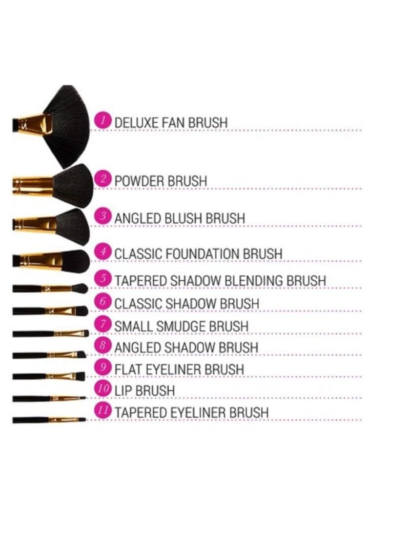 LOVEME Multipurpose Brush Set with Storage Bag Eleven Piece  Black/Gold - Image 2