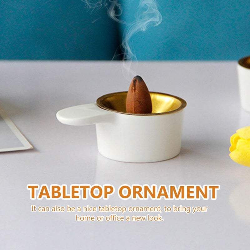 White Ceramic Handheld Incense Burner Compact Home Table Decor Aromatherapy Censer - Image 4