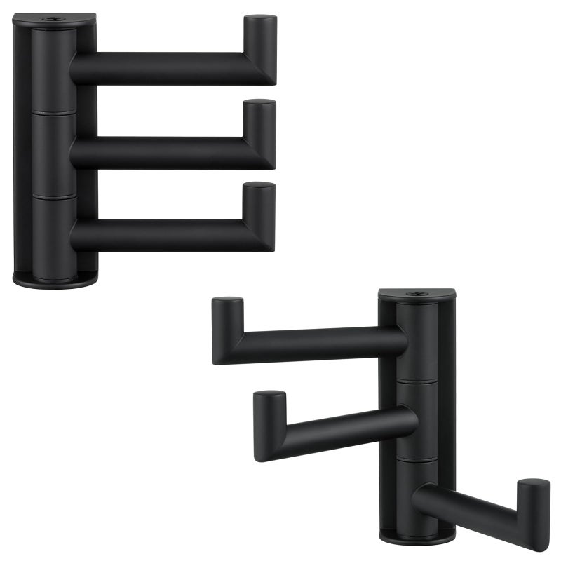 Suyar Towel Hook for Bathroom SUS 304 Stainless Steel Swivel Coat Robe Holder with 3 Foldable Arms Wall Hook Matte Black 2 Pack - Image 2