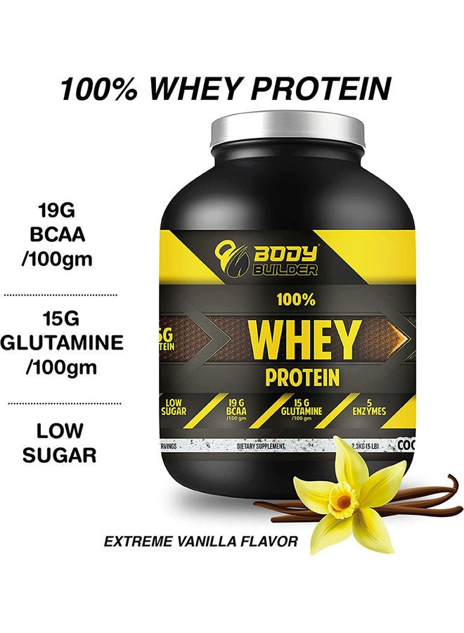 بودي بيلدر مسحوق بروتين مصل اللبن بنكهة الفانيليا - 5 أرطال (25 غ بروتين لكل مغرفة) | يحتوي على الأحماض الأمينية المتشعبة السلسلة، والجلوتامين، والإنزيمات الهاضمة | منخفض السكر، مناسب لحمية الكيتو، ومناسب للنباتيين - Image 4