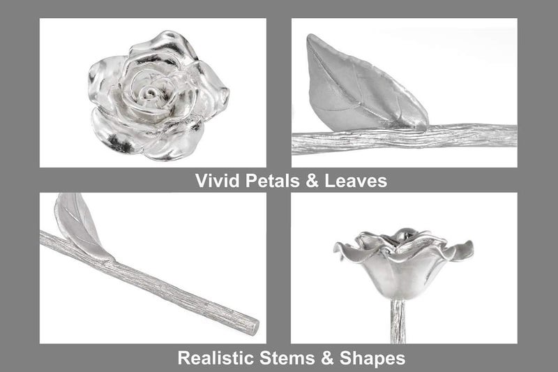 BESZONE Tin Rose 10th Anniversary for Her Gift - Tin Gift 10 Year Wedding Anniversary for Wife Couples, Solid Pure Casted Everlasting Rose Tenth Decoration Aluminum for Him - Image 5