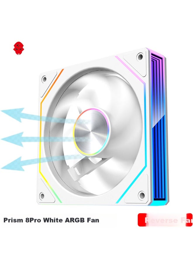 Play Jia Wanjiajingjing 8pro Argb White Reverse Fan, Case Cooling 12cm Fan, Rgb Synchronization, 5v 3-pin Argb Pwm Temperature Control Speed Adjustment - Image 1