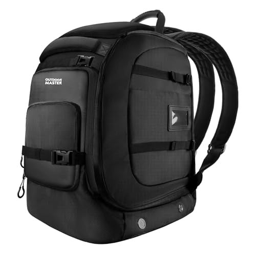 OutdoorMaster Boot Bag, 65L Waterproof Ski Snowboard Boots Air Cushion Shoulder Pad Skiing Gear Bag Travel Backpack for Ski Helmets, Goggles & Accessories Men & Women - Dark Black - Image 1