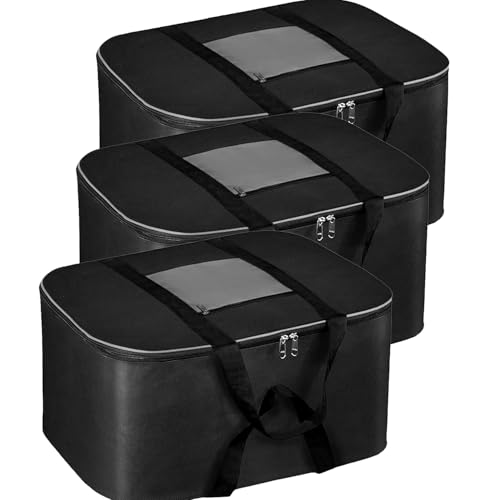 RENVA 3 Pcs Underbed Storage Bags Foldable Clothes Bag Large Capacity Storage Containers with Clear Window Reinforced Handles Organizer for Comforters Blankets Bedding(Adam, 3, count) - Image 1