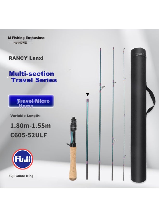 Fishingfans Fishing Fans, Lanxi Multi-section Portable Travel Telescopic Rod, Fuji Guide Rings, Micro Fishing Rod, 1.55-1.8 Meters, With Rod Case And Handle - Image 1