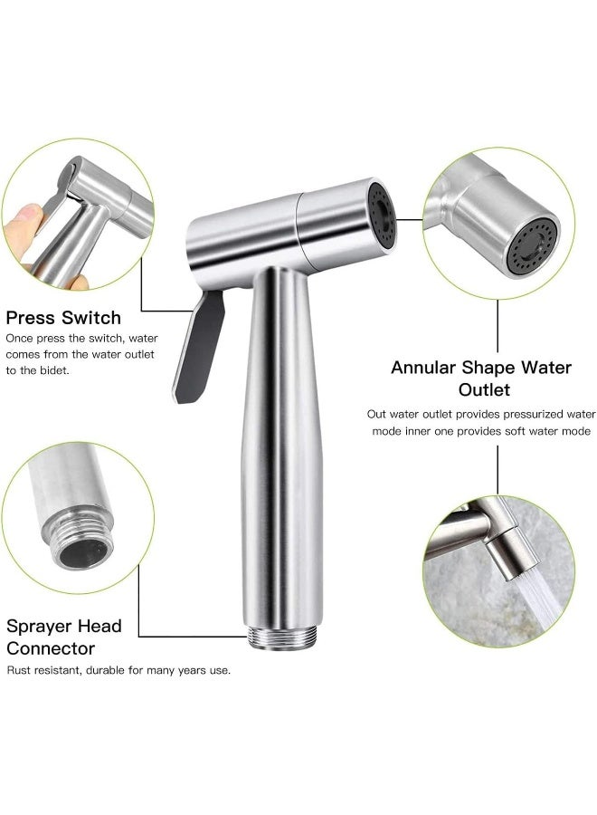 SKY-TOUCH 3 Pcs Bidet Toilet Spray Gun Set, Handheld Bidet Sprayer Shattaf with Stainless Steel Chrome Hose Toilet Water Sprayer  - Image 3