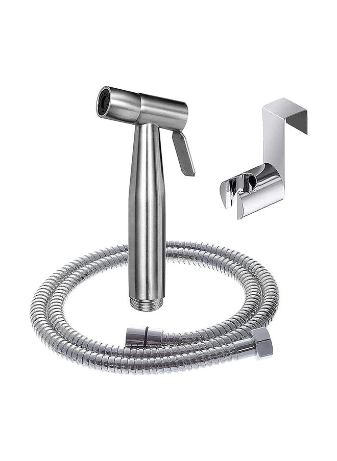 SKY-TOUCH - طقم بخاخ مرحاض يدوي سكاي-توتش 3 قطع، بخاخ bidet شطاف مع خرطوم كروم من الفولاذ المقاوم للصدأ، فضي - Image 1