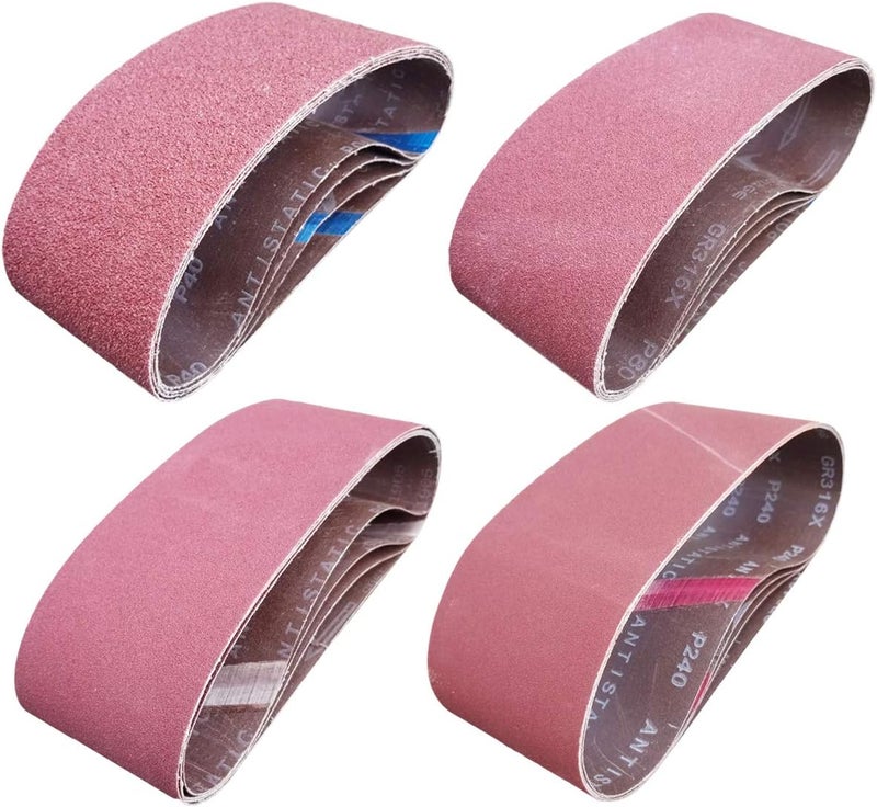 SACKORANGE 16 PCS 4 inch x 24 inch Abrasive Sanding Belts - 4 Each of 40 80 120 240 Grit Aluminum Oxide Sanding Belts For Belt sander (4 x 24 inch) - Image 1