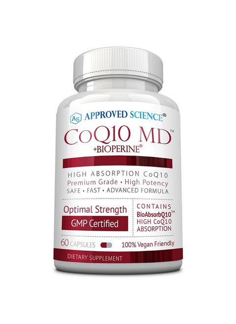 Approved Science® CoQ10 MD - Extra Strength 250mg Pure CoQ10 with BioPerine® for Faster Absorption - Optimal Support - 60 Vegan Capsules