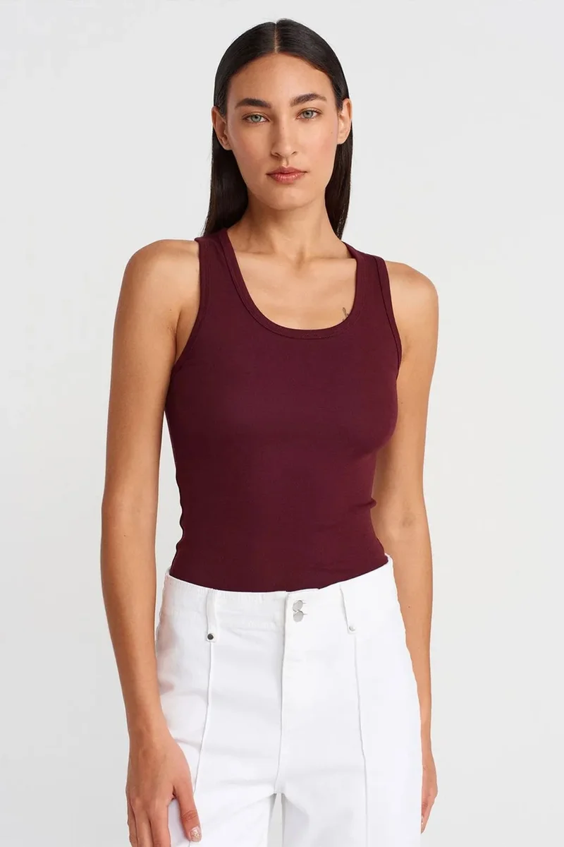 DILVIN Ribbed Sleeveless Cami Blouse