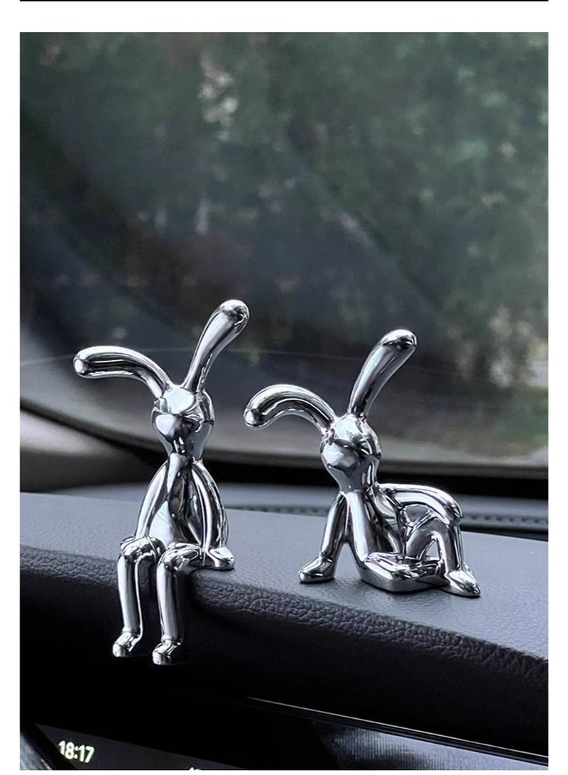 Set of 2 Rabbit Car Ornaments Light Luxury Ornaments Cute Car Interiors Car Decorations Creative Car Centre Console Jewelry - Image 1