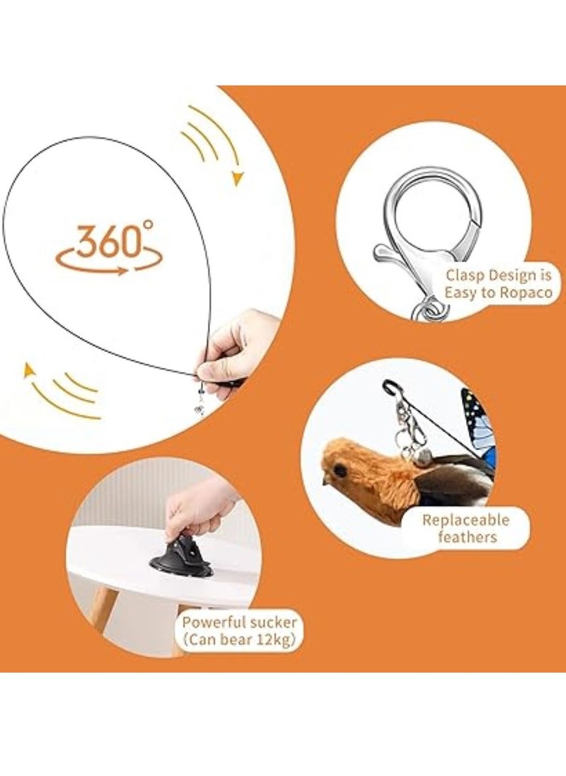 SKY-TOUCH - Cat Feather Toys, Cat Toys Wand, Interactive Cat Toy with Super Suction Cup, 1 PCS Cat Wand Toy and 8 PCS Feather Replacements with Bell,for Indoor Play Chase,Replacement head random - Image 1