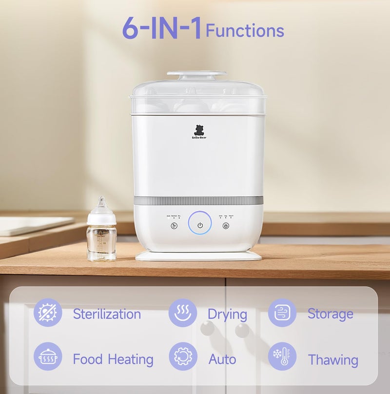 Snow Bear Baby Bottle Sterilizer and Dryer with Touchscreen, 6-in-1 Steam Bottle Sterilizer for Baby Bottles Pacifier, Breast Pump Part, 13 Bottles Extra-Large Capacity for Fast Drying Baby Essential - Image 2