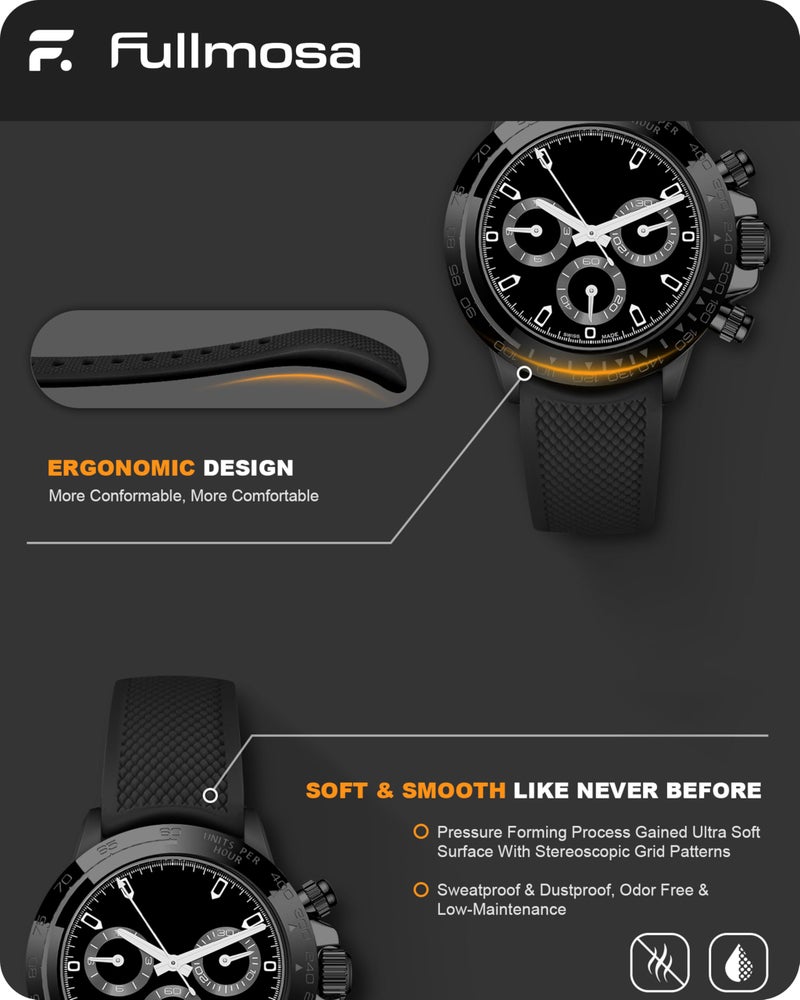 Fullmosa 22mm Silicone Watch Bands No Gaps Compatible for Samsung Galaxy Watch 46mm/Gear S3 Classic/Frontier, Galaxy Watch 3 45mm,(Black) - Image 4