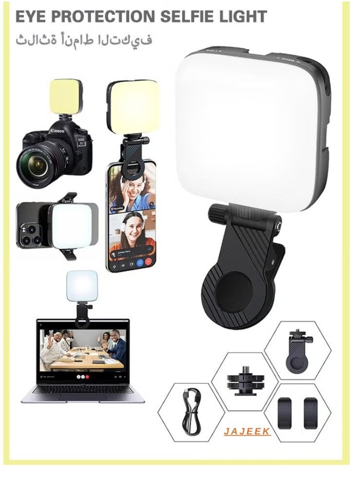 JAJEEK Selfie Light – Phone Light with Front & Back Clip, 3000-9900K Dimmable LED Portable Light, 2000mAh Rechargeable Video Light for Phone Camera, Laptop, TikTok, Makeup & Live Streaming - Image 1