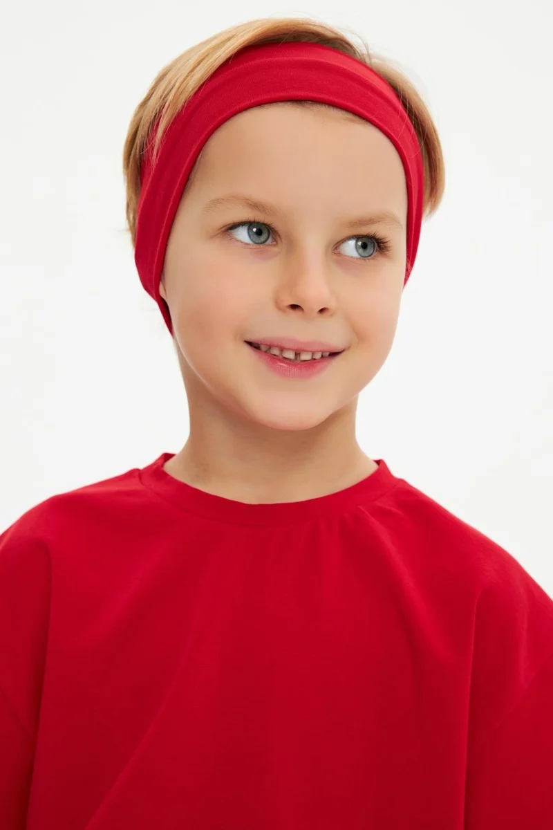 بيبيجيز Red-Red Boy's Cotton Combed Oversize Red T-Shirt Bandana Double Set