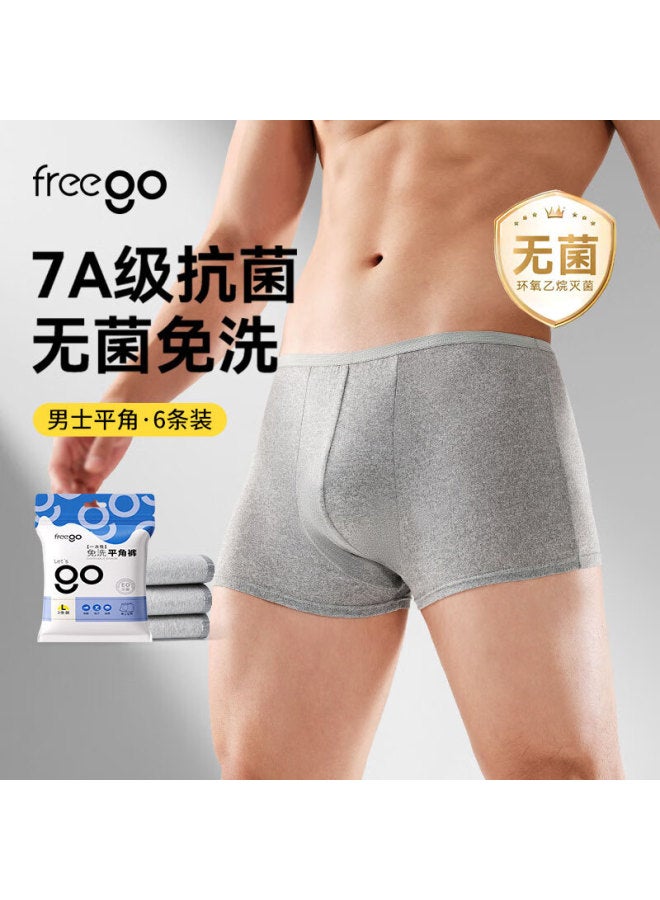 Freego Disposable Men's Boxer Briefs, Milk Silk Material, No-wash Sterilized, For Travel, Business Trips, Large Size, 6 Pieces, 2XL