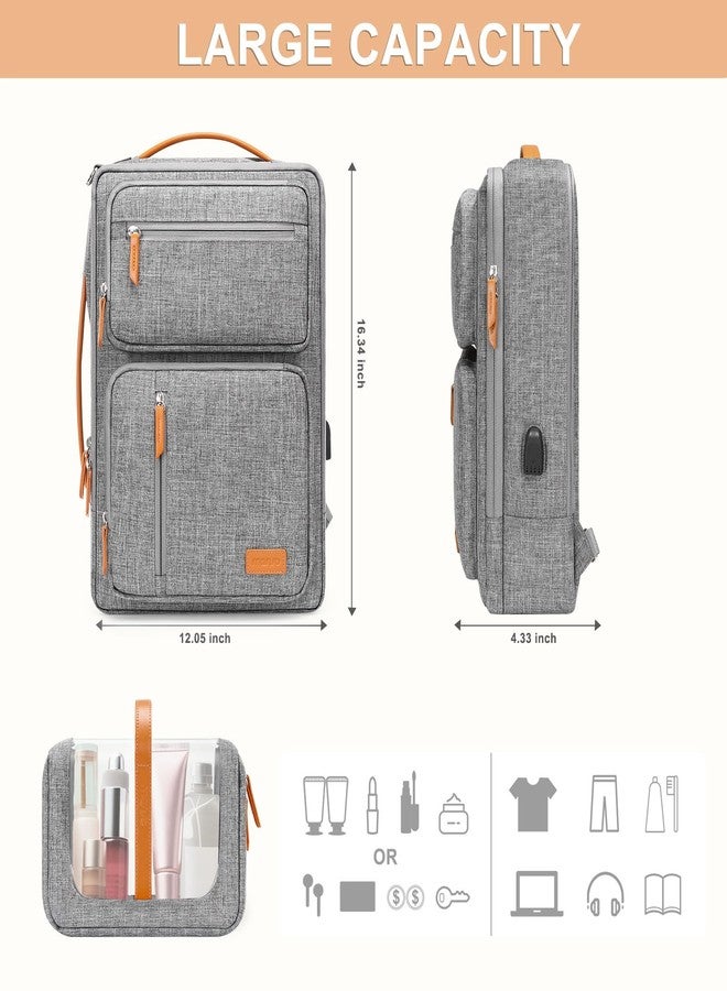 MOSISO Laptop Backpack for Men Women, 15.6-16 inch Laptop Bag, Carry On Daypack for Travel Work, 3 in 1 Flight Approved Computer Travel Backpack with USB Charging Port & Toiletry Bag, Gray - Image 5