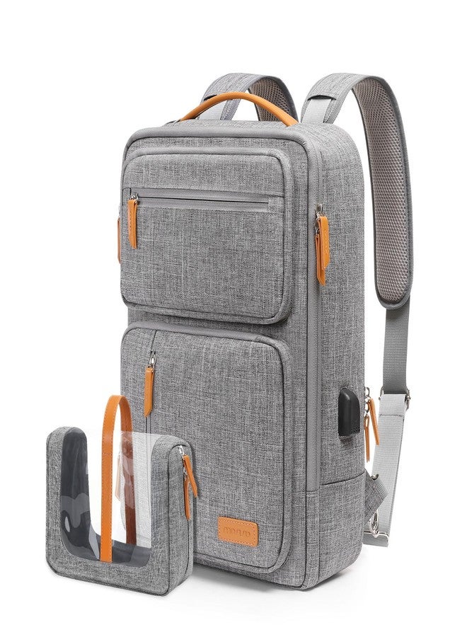 MOSISO Laptop Backpack for Men Women, 15.6-16 inch Laptop Bag, Carry On Daypack for Travel Work, 3 in 1 Flight Approved Computer Travel Backpack with USB Charging Port & Toiletry Bag, Gray - Image 1